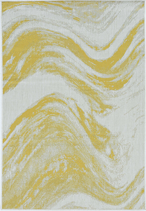 3' X 4' Gold and Ivory Abstract Area Rug