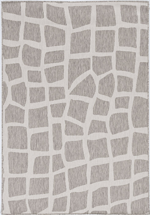 3' X 4' Gray and Ivory Cobblestone Area Rug