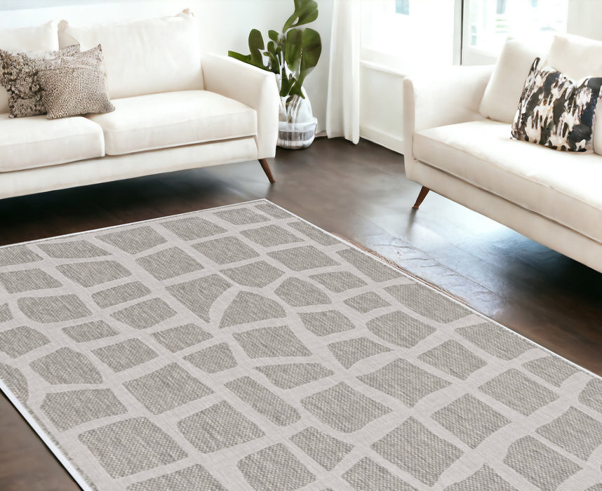 3' X 4' Gray and Ivory Cobblestone Area Rug