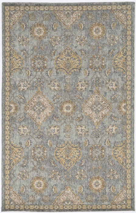 2' X 3' Sage Green Wool Floral Distressed Area Rug