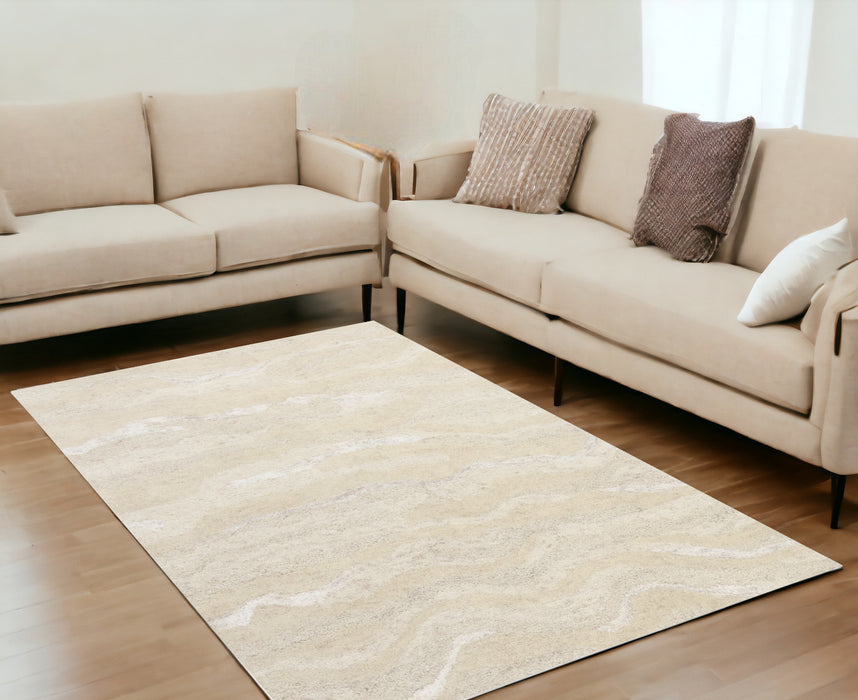 3' X 5' Ivory Hand Tufted Abstract Indoor Area Rug