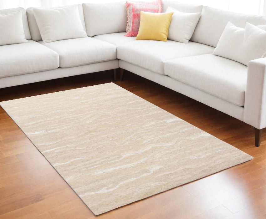 3' X 5' Ivory Hand Tufted Abstract Indoor Area Rug