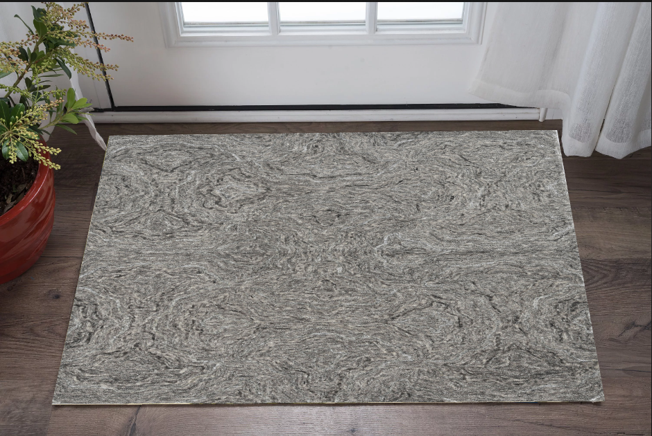 3' X 5' Grey Hand Tufted Abstract Indoor Area Rug