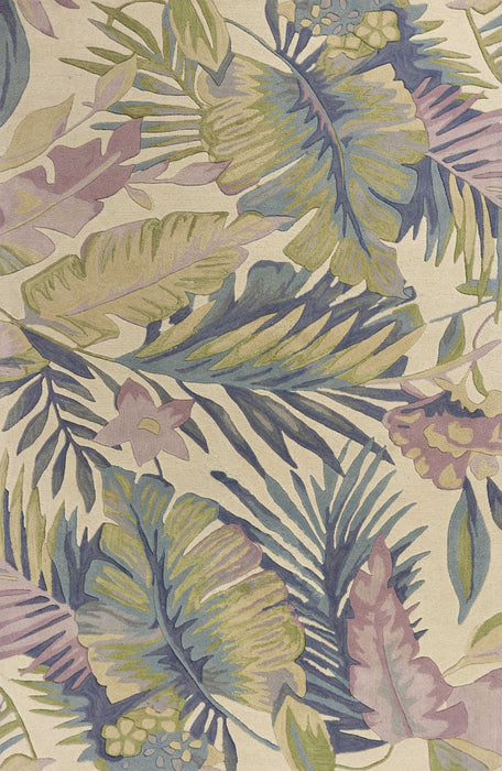 3' X 5' Pastel Tropical Leaves Wool Indoor Area Rug