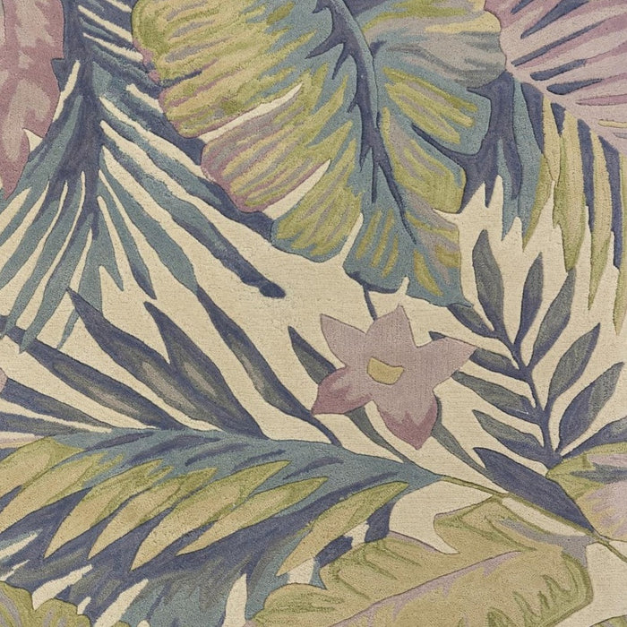 3' X 5' Pastel Tropical Leaves Wool Indoor Area Rug