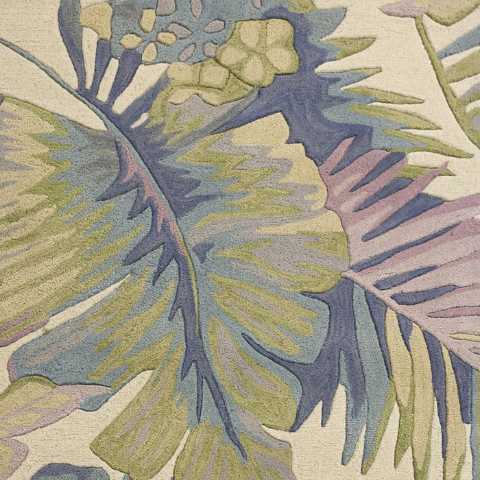 3' X 5' Pastel Tropical Leaves Wool Indoor Area Rug