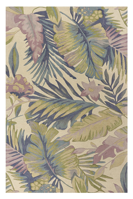 3' X 5' Pastel Tropical Leaves Wool Indoor Area Rug