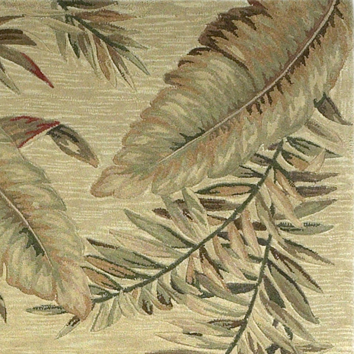 4' X 6' Ivory Hand Tufted Tropical Leaves Indoor Area Rug