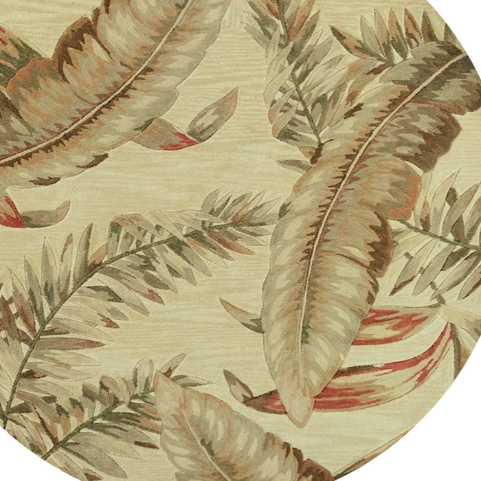 4' X 6' Ivory Hand Tufted Tropical Leaves Indoor Area Rug