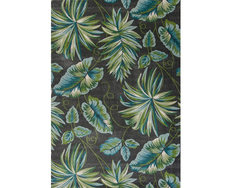 3' X 5' Grey Floral Polypropylene Rug