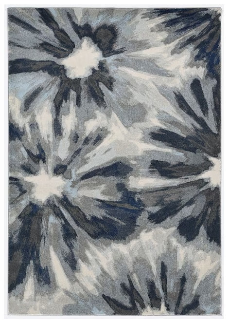 3' X 5' Ivory and Blue Floral Area Rug