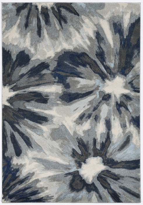 3' X 5' Ivory and Blue Floral Area Rug