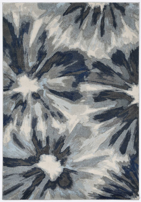 3' X 5' Ivory and Blue Floral Area Rug