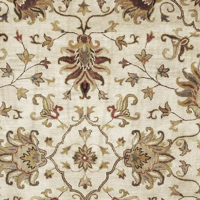 5' X 8' Champagne Beige Hand Tufted Traditional Floral Indoor Area Rug