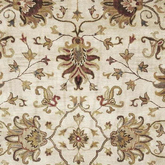 5' X 8' Champagne Beige Hand Tufted Traditional Floral Indoor Area Rug