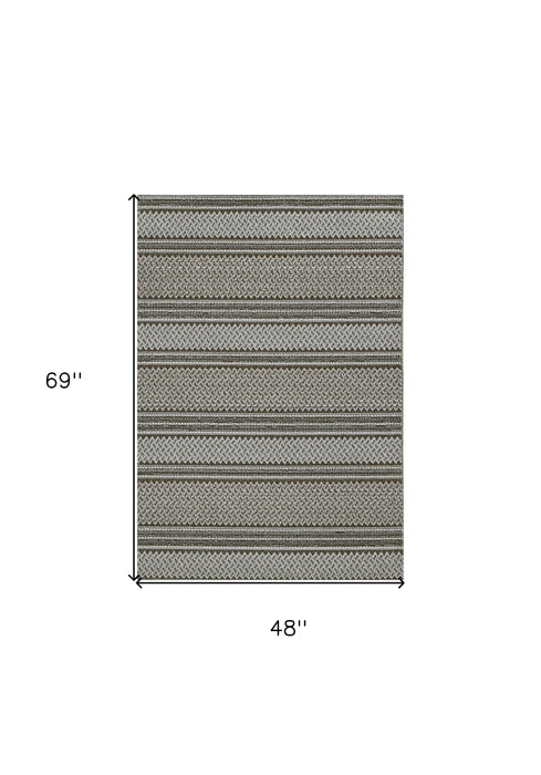 4' X 6' Gray Striped Area Rug