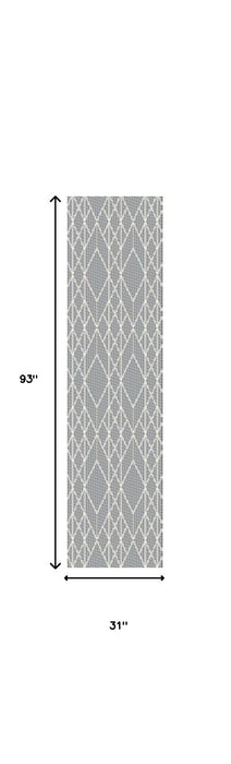 2' X 8' Grey Geometric Lines Runner Rug