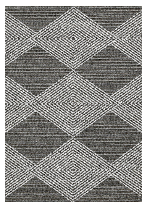 4' X 6' Gray and Ivory Geometric Area Rug