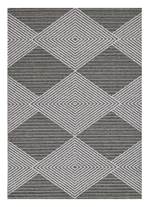 4' X 6' Gray and Ivory Geometric Area Rug