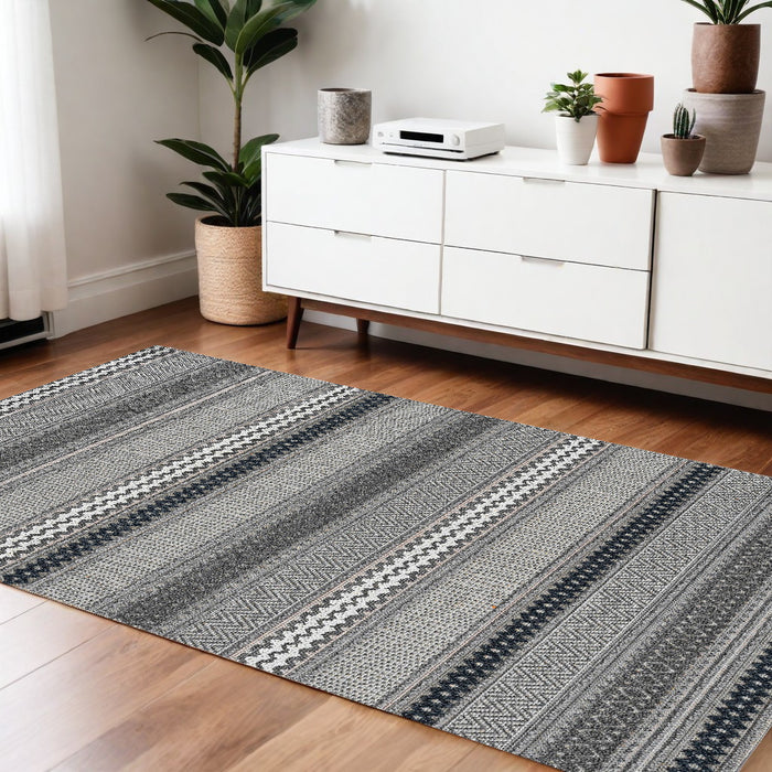 4' X 6' Taupe Striped Area Rug