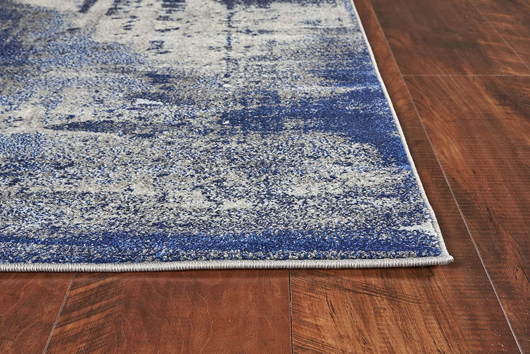 8' X 10' Blue and Ivory Abstract Shag Area Rug