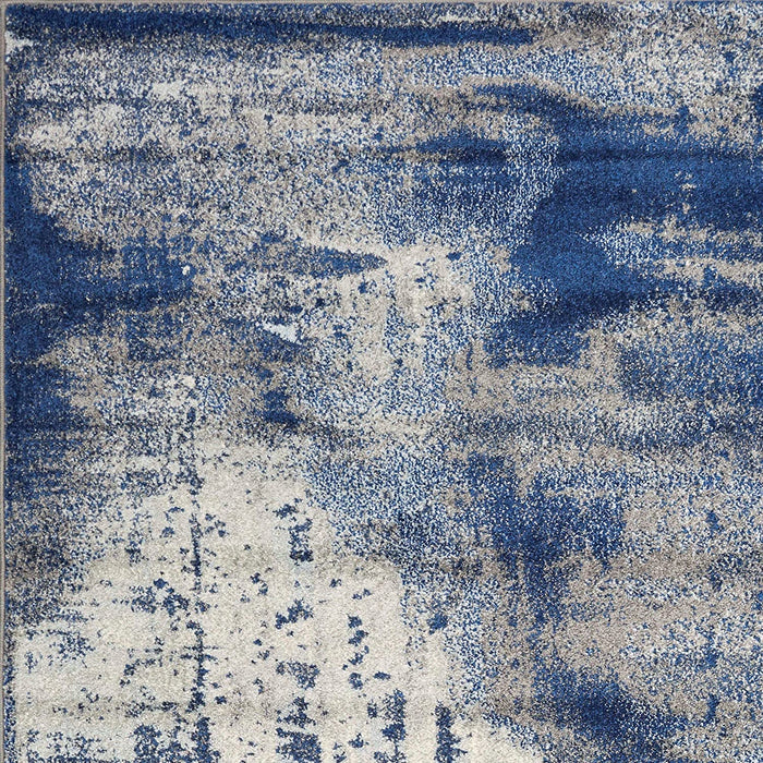 8' X 10' Blue and Ivory Abstract Shag Area Rug