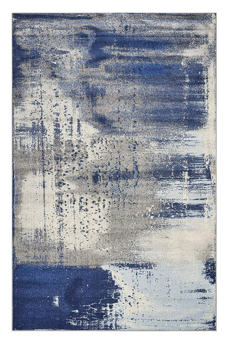 8' X 10' Blue and Ivory Abstract Shag Area Rug