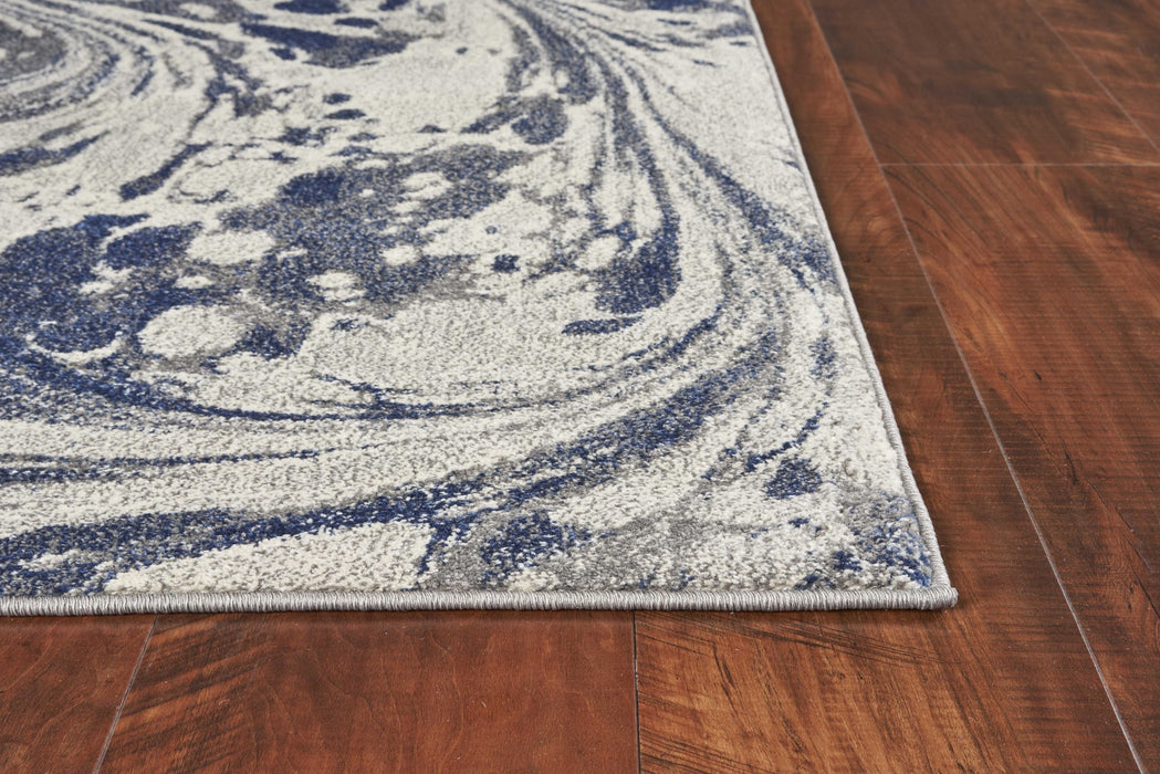 3' X 5' Grey Blue Machine Woven Marble Indoor Area Rug