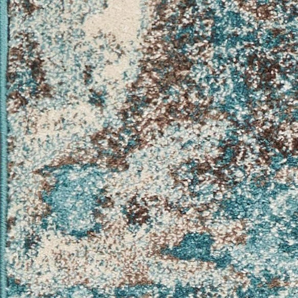 7' X 9' Ivory Or Teal Abstract Design Indoor Area Rug