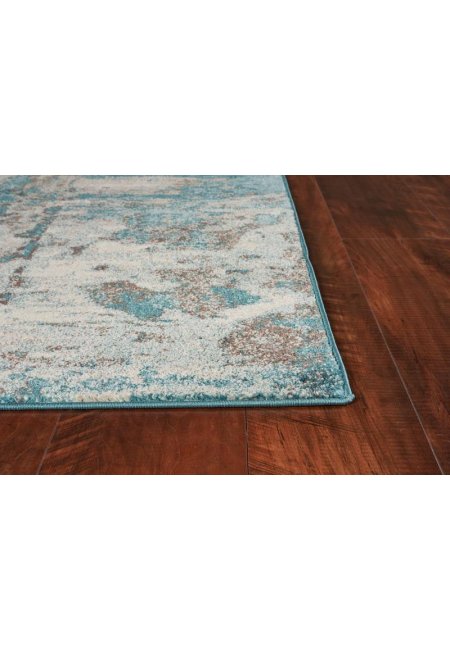 7' X 9' Ivory Or Teal Abstract Design Indoor Area Rug