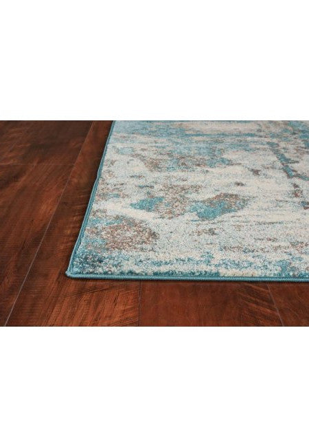 7' X 9' Ivory Or Teal Abstract Design Indoor Area Rug