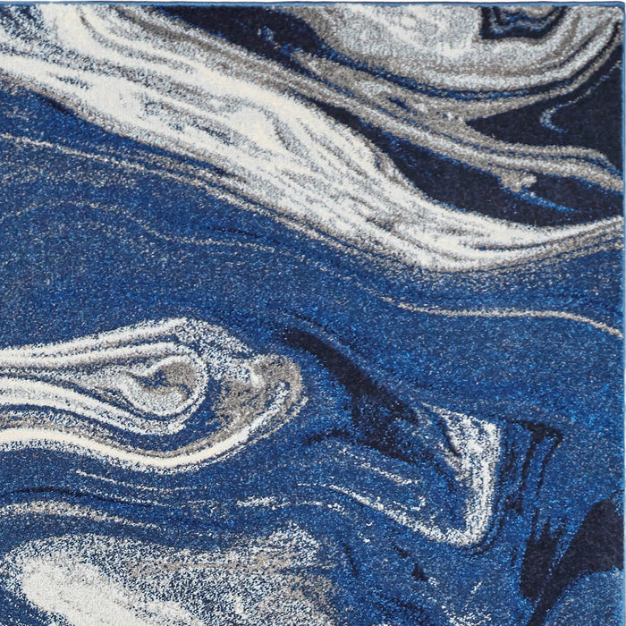 5' X 7' Blue Abstract Design Indoor Area Rug