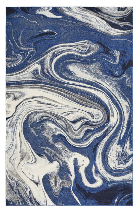 5' X 7' Blue Abstract Design Indoor Area Rug