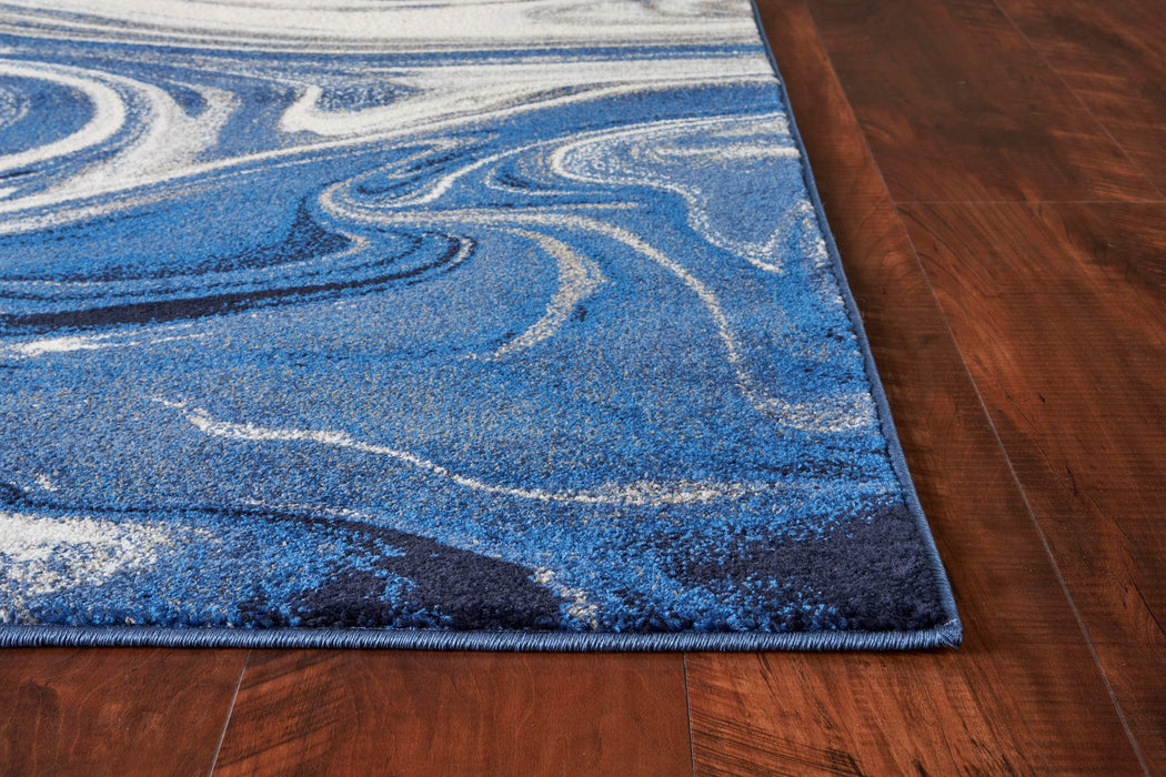 5' X 7' Blue Abstract Design Indoor Area Rug