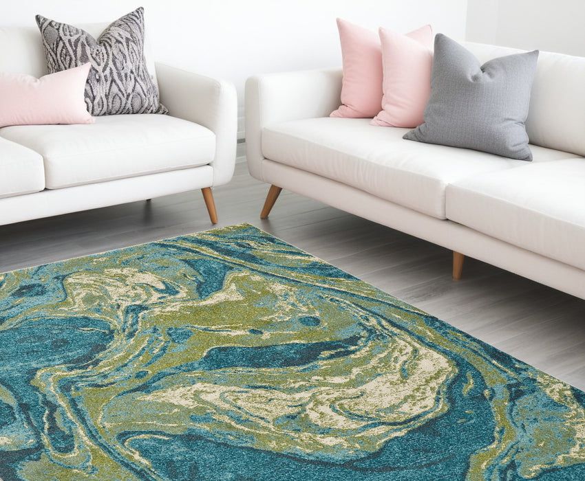 3' X 5' Multicoloured Abstract Shag Area Rug