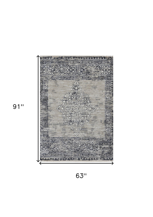 9' X 12' Charcoal and Gray Medallion Area Rug