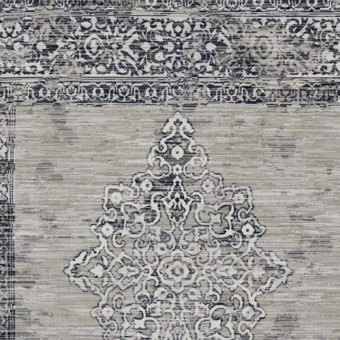 9' X 12' Charcoal and Gray Medallion Area Rug