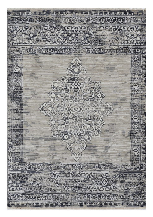 9' X 12' Charcoal and Gray Medallion Area Rug