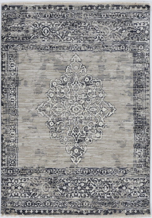 9' X 12' Charcoal and Gray Medallion Area Rug