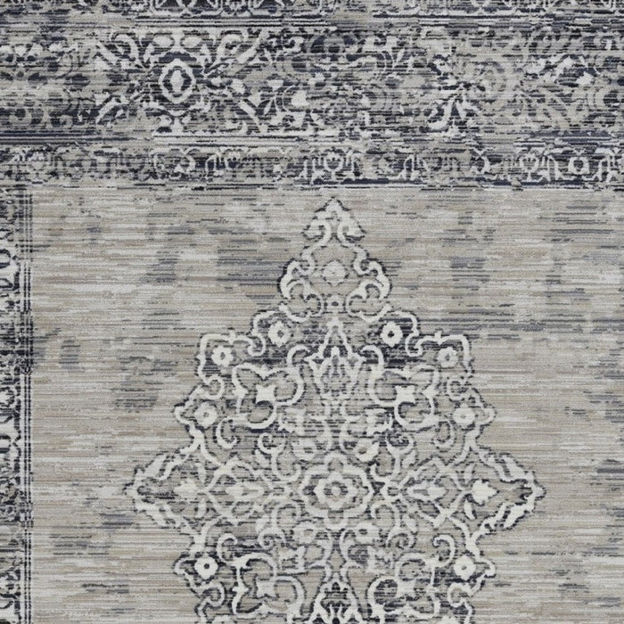 9' X 12' Charcoal and Gray Medallion Area Rug