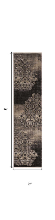 8' X 8' Blue Damask Runner Rug