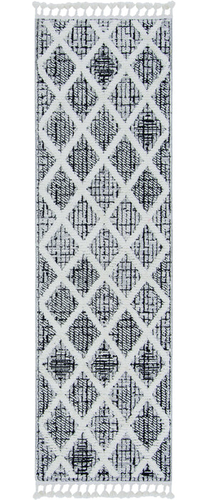 8' Runner Charcoal Geometric Runner Rug