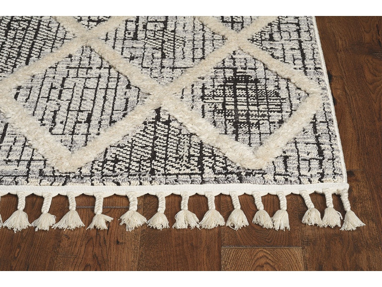 8' Runner Charcoal Geometric Runner Rug