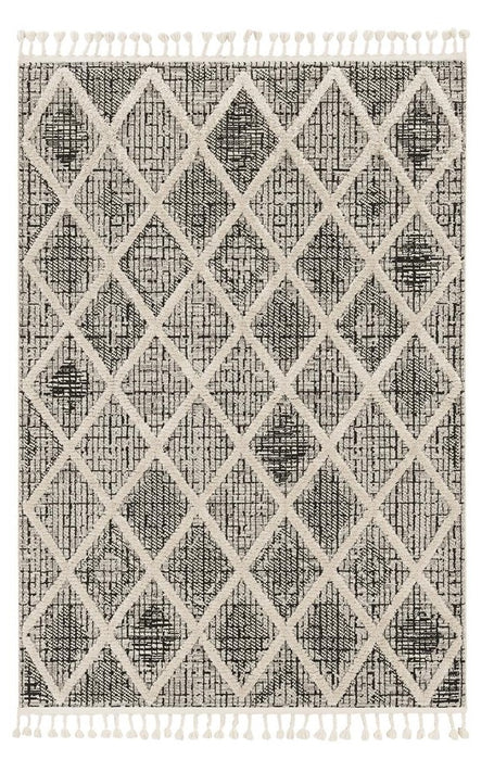 8' Runner Charcoal Geometric Runner Rug