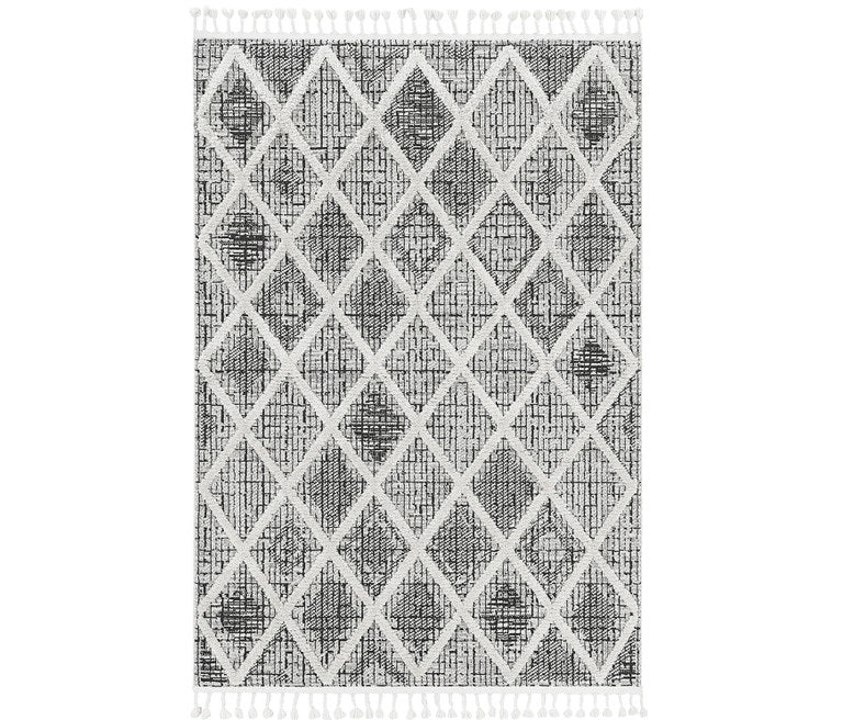 8' Runner Charcoal Geometric Runner Rug