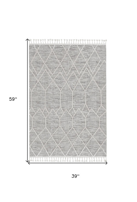 3' X 5' Ivory Geometric Area Rug