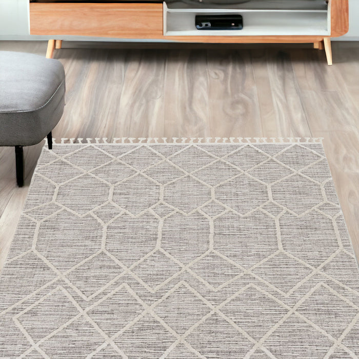 3' X 5' Ivory Geometric Area Rug