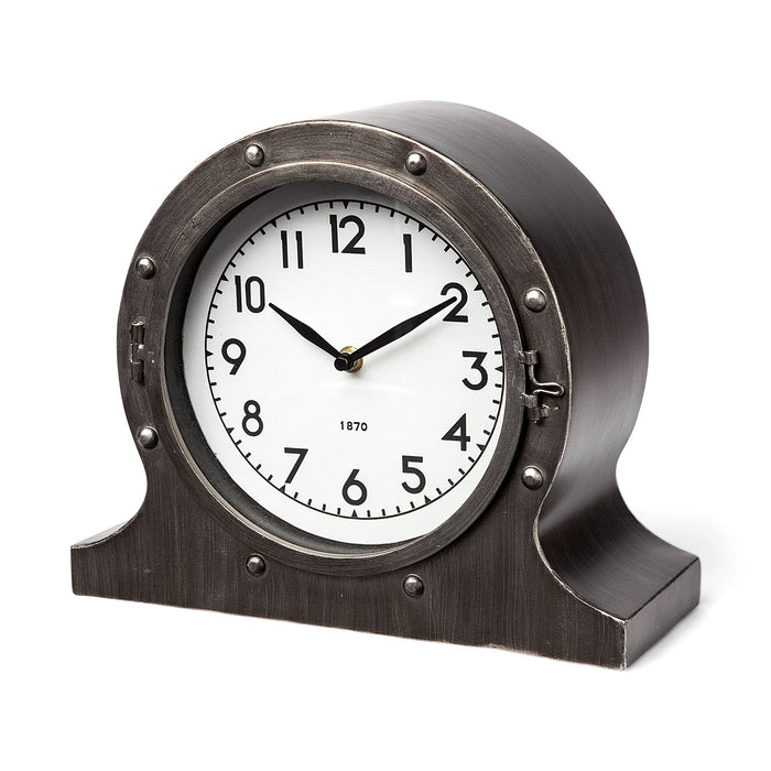 10" Gunmetal Metal Table Clock