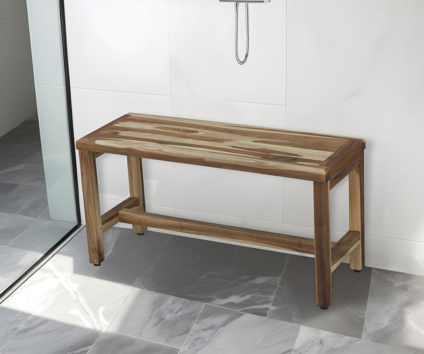 Rectangular Teak Shower Bench In Natural Finish