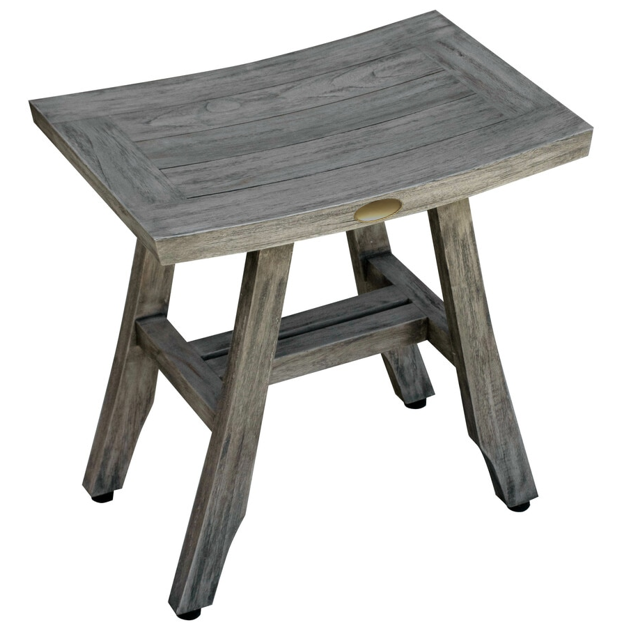 18" X 18" Antiqued Gray Solid Wood Shower Bench